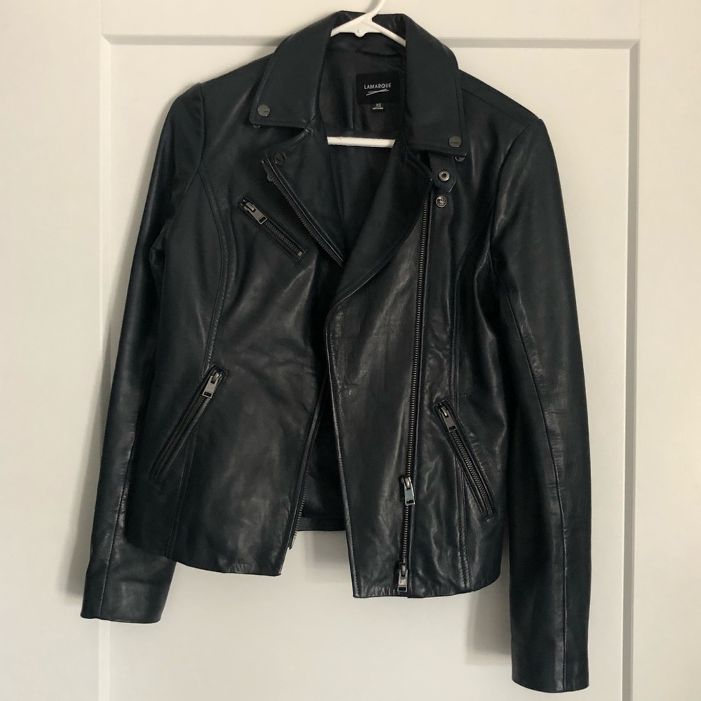 REAL leather jacket NAVY blue
